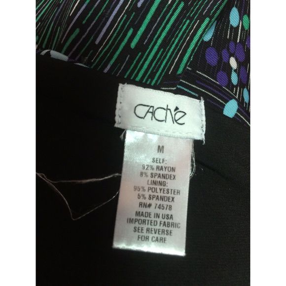 Cache Wrap Dress Purple Teal 3/4 Sleeve V Neck M - Picture 7 of 7